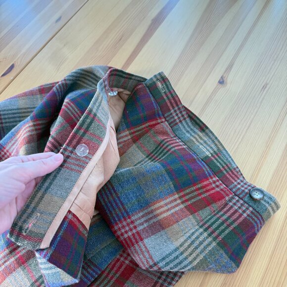 Vintage Talbots 100% Wool Plaid Midi Wrap Skirt Red Grey Librarian Modest 6 - Picture 8 of 10